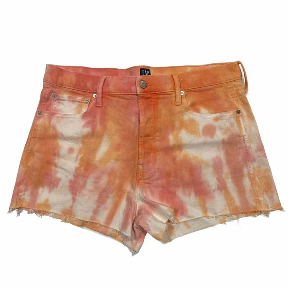 GAP Pants - NWT GAP Women's Cheeky Denim Shorts Sz 2 Orange Tie Dye Stretch #575099